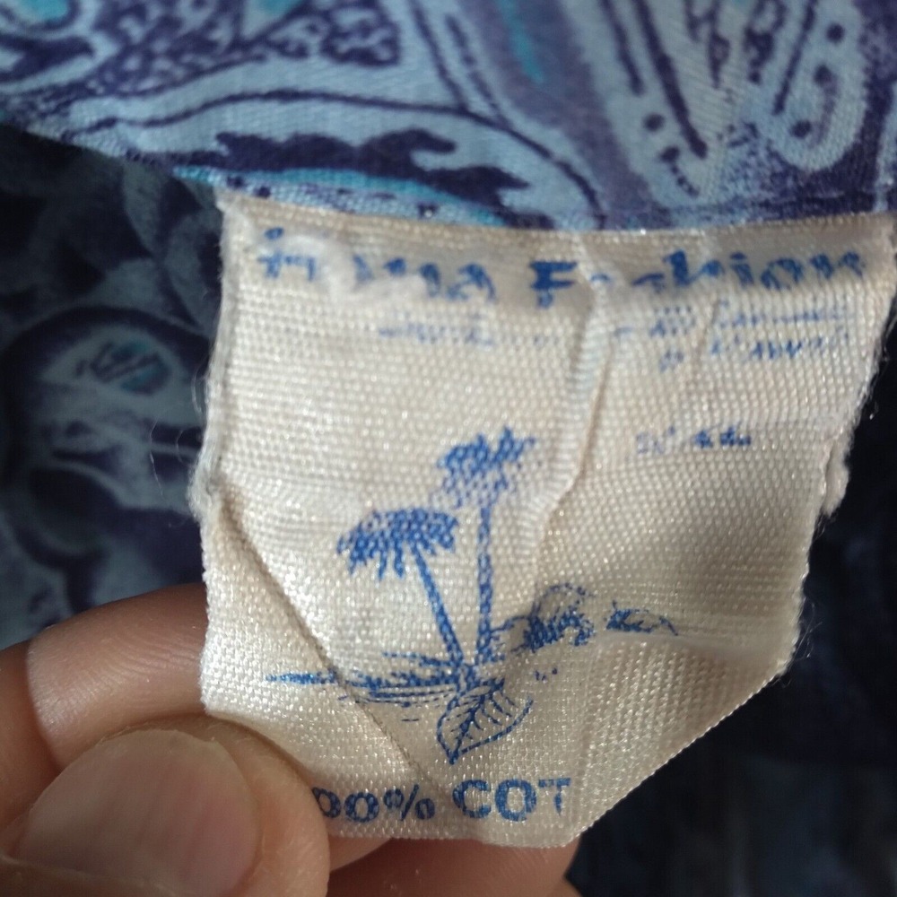 Hana Fashion Hawaiian Shirt Mens 2XL Blue Paisley Cotton Short Sleeve Button Up - Picture 11 of 12